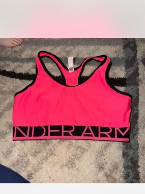 Under Armour Neon Pink and Black Racerback Sports Bra